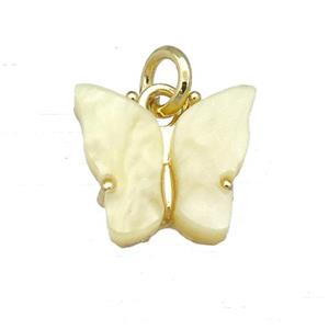 yellow Resin Butterfly Pendant, gold plated, approx 8-11mm