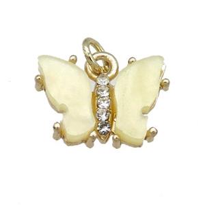 yellow Resin Butterfly Pendant, gold plated, approx 11-15mm