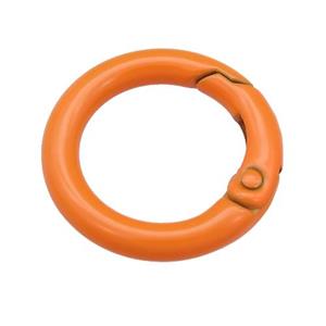 Alloy circle Carabiner Clasp with orange Lacquered Fired, approx 25mm