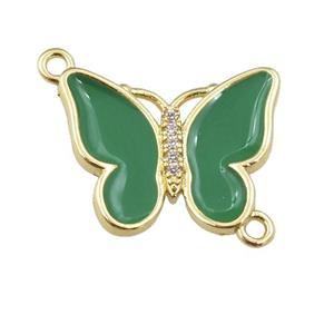 copper butterfly connector with green enamel, gold plated, approx 17-20mm