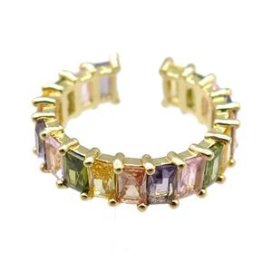 copper Ring paved zircon, gold plated, approx 6mm, 18mm dia