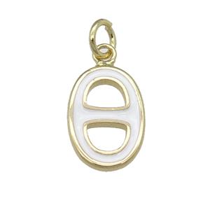 copper nose pendant with white enamel, gold plated, approx 9-14mm