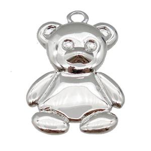 copper Bear pendant, platinum plated, approx 15-20mm