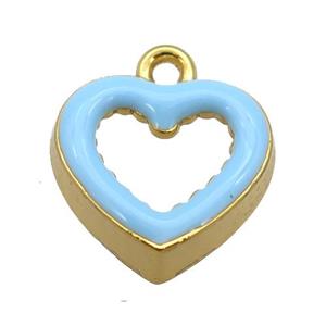 copper Heart pendant with lt.blue enamel, gold plated, approx 17.5mm