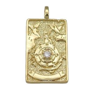 copper Tarot Card pendant, gold plated, approx 15-24mm