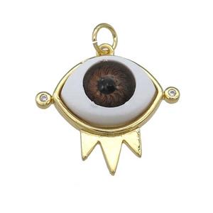 copper pendant with red Evil Eye, gold plated, approx 17-20mm