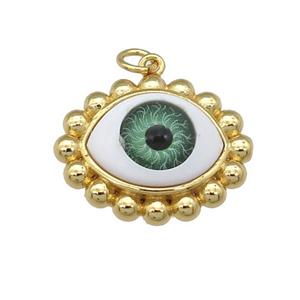 copper pendant with green Evil Eye, gold plated, approx 17-20mm
