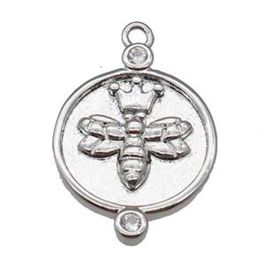 copper honeybee pendant, platinum plated, approx 15mm