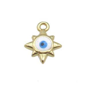 copper Evil Eye pendant with white enamel, gold plated, approx 8mm