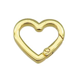 copper Carabiner Clasp, heart, gold plated, approx 25mm