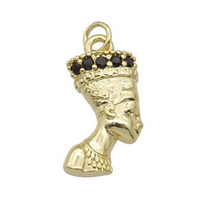 copper Egyptian pendant pave zircon, gold plated, approx 10-15mm