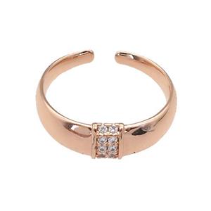 copper Ring paved zircon, rose gold, approx 6mm, 18mm dia