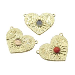 copper Heart pendant, sun hand, gold plated, approx 20-25mm