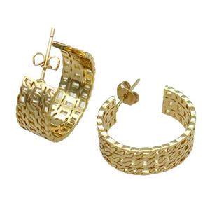 copper Stud Earring, gold plated, approx 9mm, 18mm