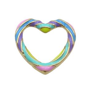 copper Heart pendant with rainbow enamel, gold plated, approx 19mm