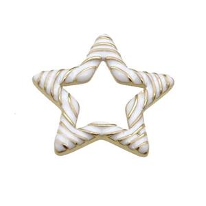 copper Star pendant with white enamel, gold plated, approx 21mm