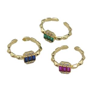 copper Ring paved zircon, gold plated, mixed, approx 7-8mm, 18mm dia