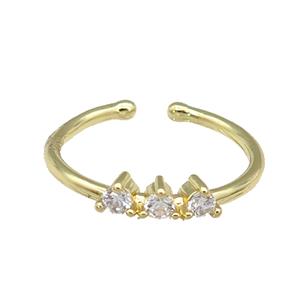 copper Rings paved zircon, gold plated, approx 3mm, 18mm dia