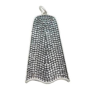 copper cloak charm pave zircon, antique silver, approx 22-40mm