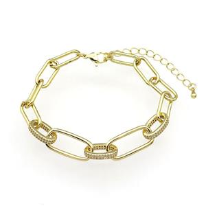 copper Bracelet paved zircon, adjustable, gold plated, approx 9-15mm, 10-21mm, 19-24cm length