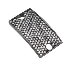 copper rectangle connector pave zircon, black plated, approx 14-25mm