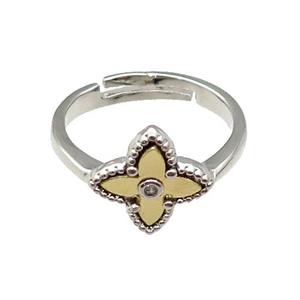 copper Star Ring, adjustable, platinum plated, approx 12mm, 18mm dia