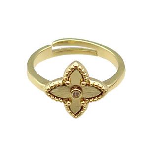 copper Star Ring, adjustable, gold plated, approx 12mm, 18mm dia