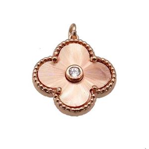 copper Clover pendant, rose gold, approx 17.5mm