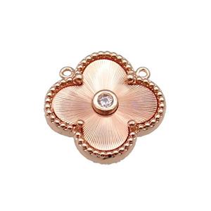 copper Clover pendant, rose gold, approx 17.5mm