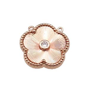 copper Flower pendant, rose gold, approx 18mm