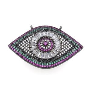 copper Eye pendant pave zircon, black plated, approx 25-40mm