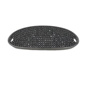 copper oval connector pave zircon, black plated, approx 18-40mm