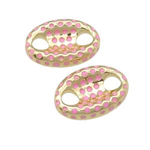 copper connector with pink enamel, pignose, gold plated, approx 12-18mm