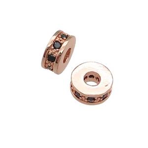 copper heishi beads pave zircon, rose gold, approx 7mm, 3mm hole