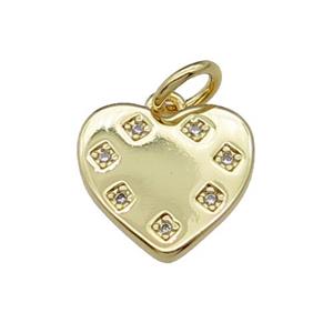 copper Heart pendant paved zircon, gold plated, approx 12mm