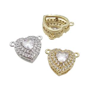 mix copper Heart pendant pave zircon with 2loops, approx 11mm