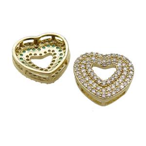 copper Heart pendant pave zircon, gold plated, approx 18mm