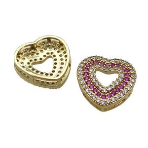 copper Heart pendant pave zircon, gold plated, approx 18mm