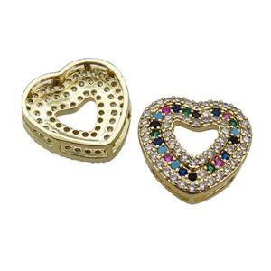 copper Heart pendant pave zircon, gold plated, approx 18mm