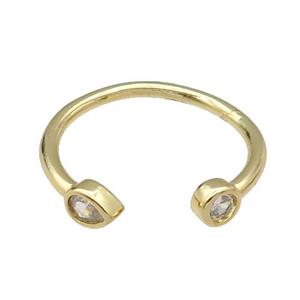 copper Ring pave zircon gold plated, approx 4mm, 18mm dia