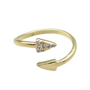 copper Ring pave zircon gold plated, approx 5-7mm, 18mm dia