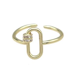 copper Ring pave zircon gold plated, approx 6-10mm, 18mm dia