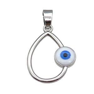 copper teardrop pendant enamel Evil Eye platinum plated, approx 16-20mm