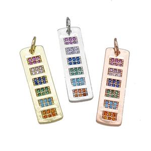 mix copper Rectangle pendant pave zircon, approx 8-29mm