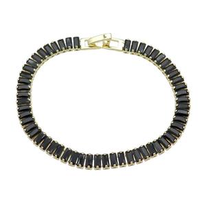 Copper Bracelet Pave Black Zircon Gold Plated, approx 6mm, 17cm length