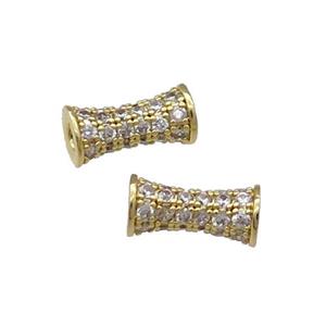 Copper Bamboo Beads Pave Zircon Gold Plated, approx 4-8.5mm