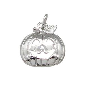 Copper Pumpkin Charm Pendant Halloween Platinum Plated, approx 14mm