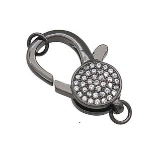 Copper Lobster Clasp Pave Zircon Black Plated, approx 18-27mm