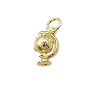 Copper Earth Globe Pendant Gold Plated, approx 7-10mm