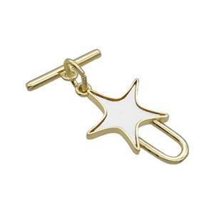 Copper Toggle Clasp Pave Shell Unfade 18K Gold Plated, approx 16-22mm, 16mm